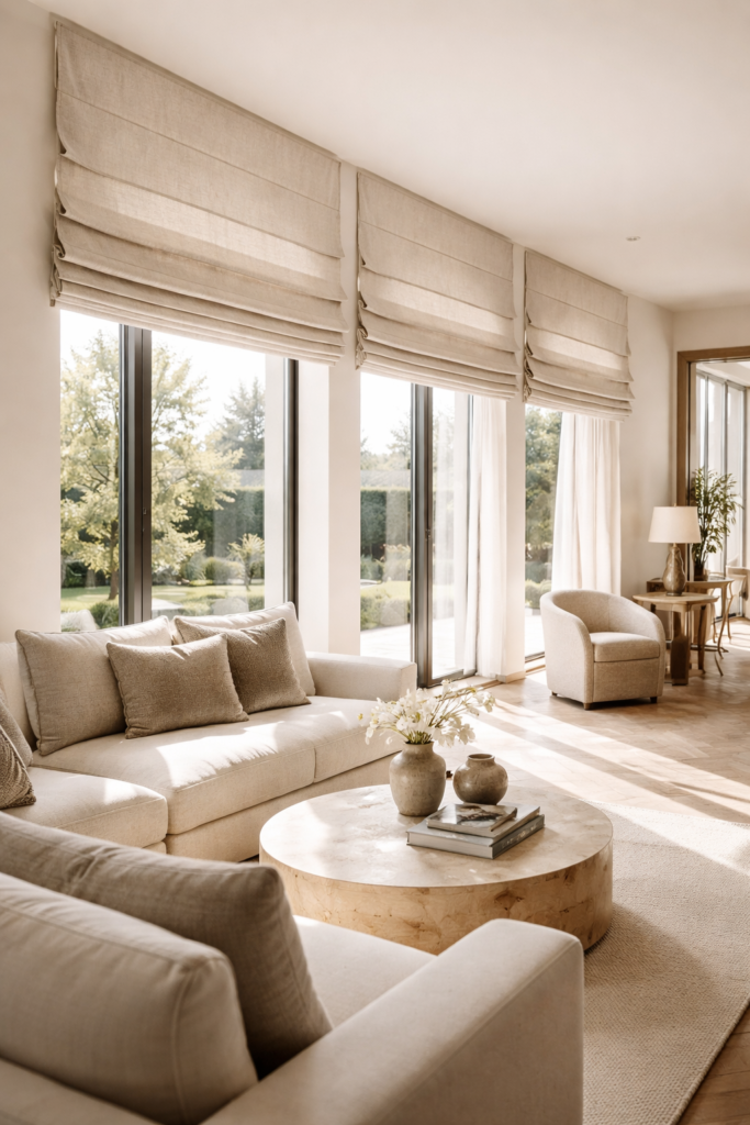 luxurious villa living room in daylight